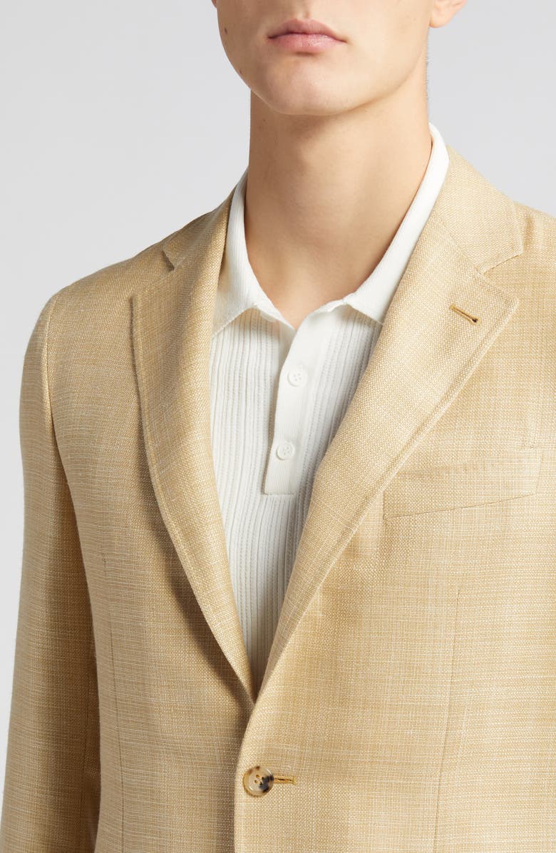 Canali Kei Trim Fit Solid Wool & Silk Blend Sport Coat, Alternate, color, Yellow