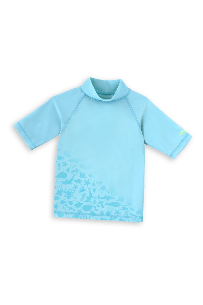 Short Sleeve Sun & Swim Shirt, Alternate, color, Neon Sea Life