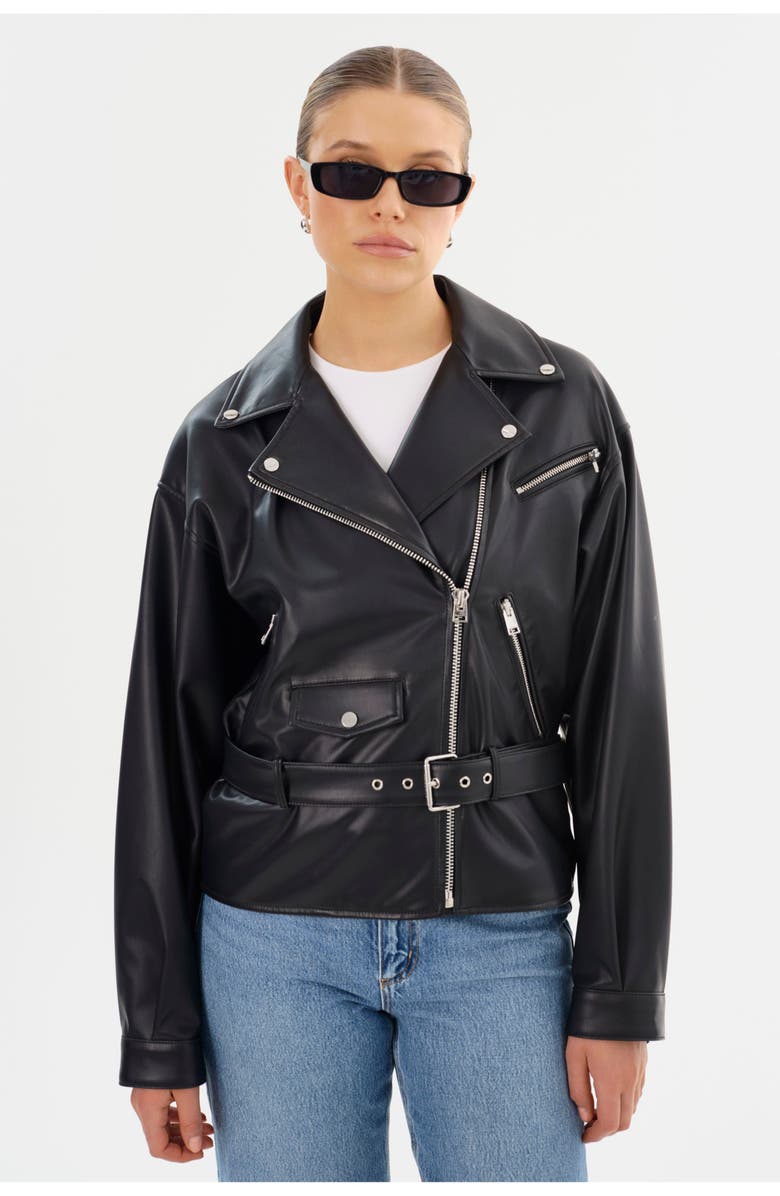LAMARQUE Shelia | Faux Leather Biker Jacket, Main, color, Black