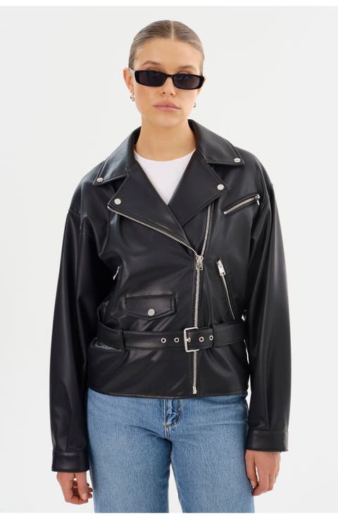 Shelia | Faux Leather Biker Jacket