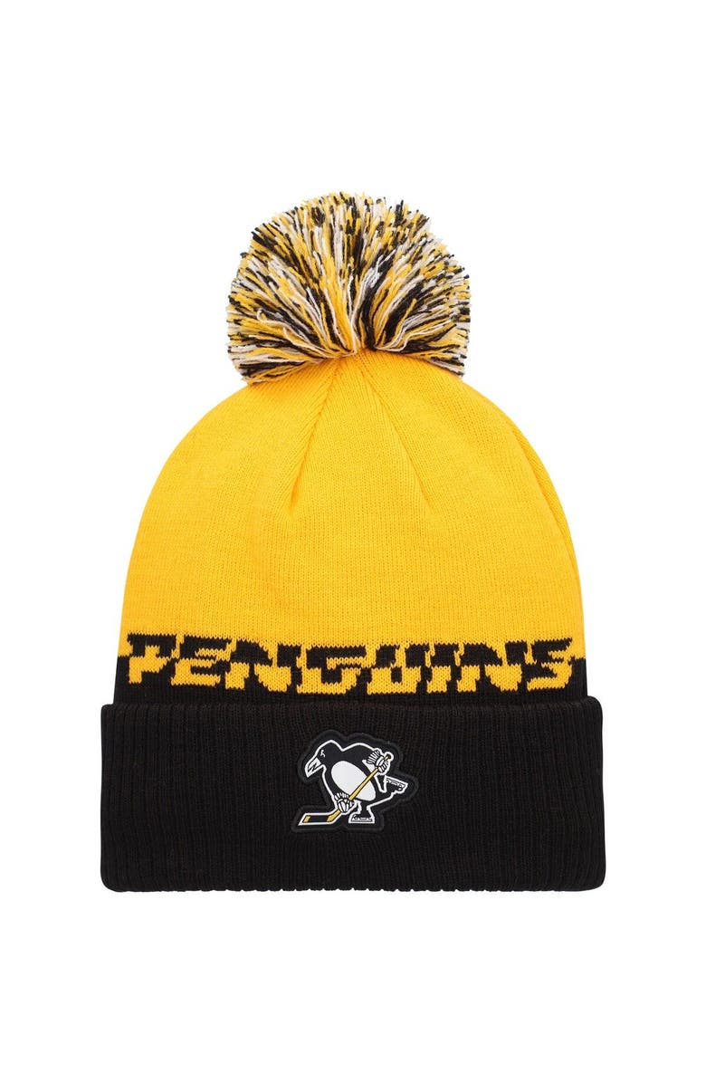 adidas Men's adidas Yellow/Black Pittsburgh Penguins COLD.RDY Cuffed Knit Hat with Pom, Main, color, Yellow