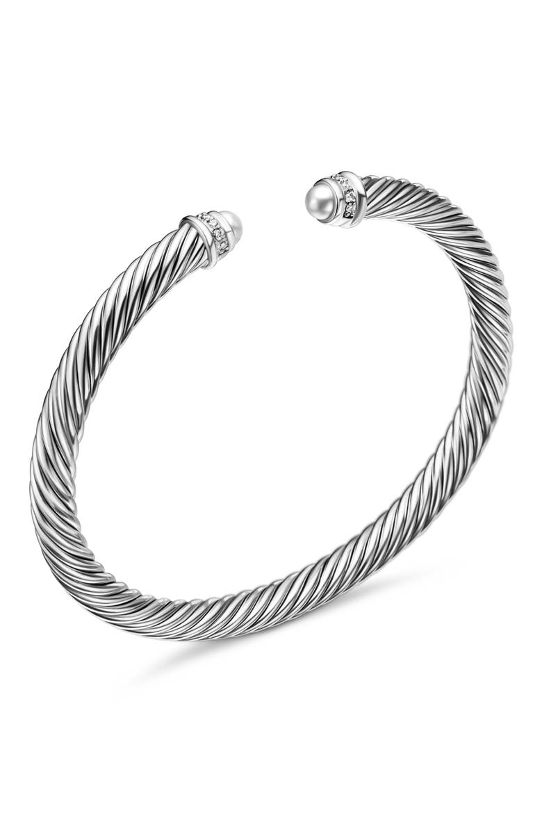 Classic Cable Bracelet in Sterling Silver with Diamonds, 5mm, Alternate, color, SILVER PAVE
