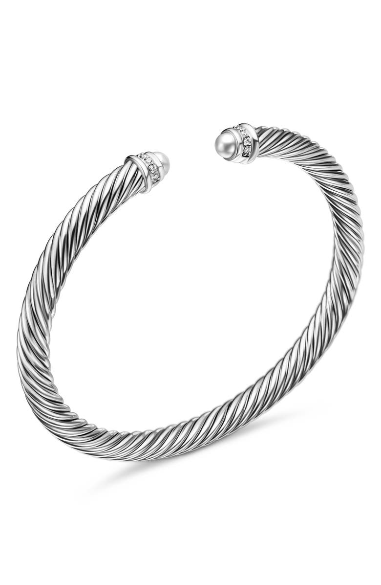 David Yurman Classic Cable Bracelet in Sterling Silver with Diamonds, 5mm, Alternate, color, Silver Dome