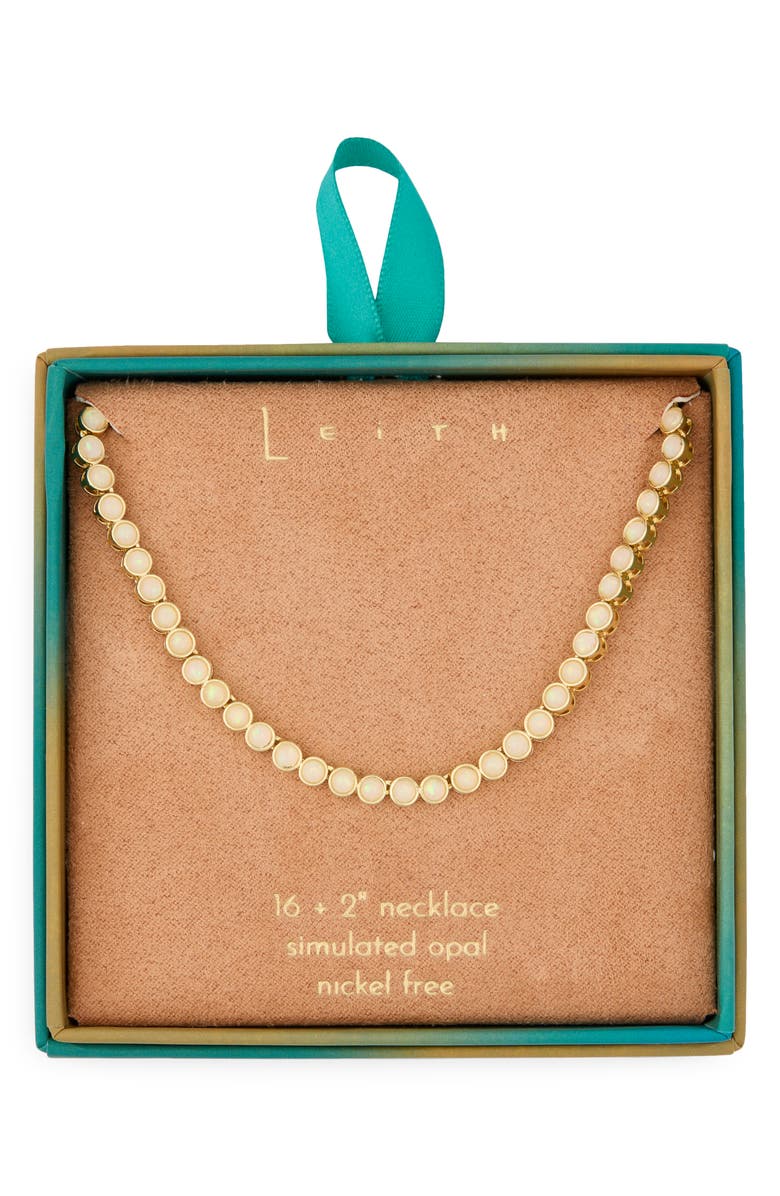 Leith Faux Opal Tennis Necklace, Main, color, White Opal- Gold