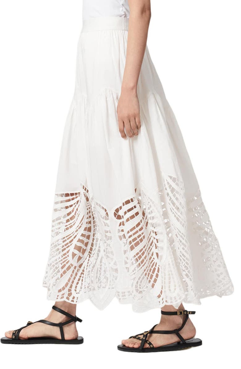 AllSaints Femi Openwork Maxi Skirt, Alternate, color, Chalk White