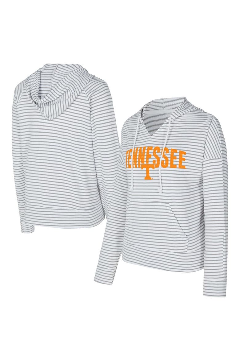 Men's Concepts Sport  White/Gray Tennessee Volunteers French Terry Striped V-Neck Pullover Hoodie, Main, color, White