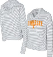 CONCEPTS SPORT Men's Concepts Sport White/Gray Tennessee Volunteers French Terry Striped V-Neck Pullover Hoodie