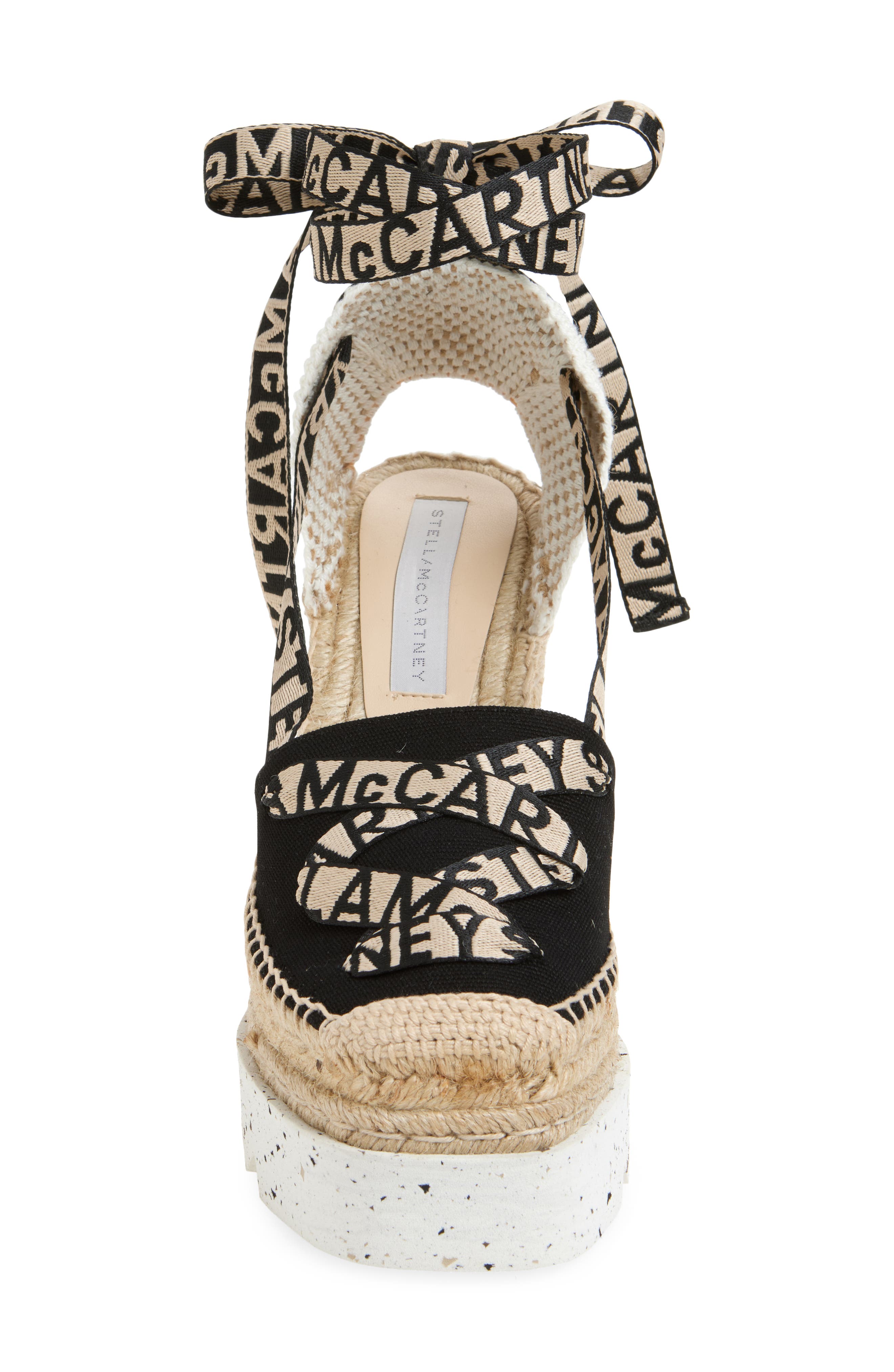 Stella McCartney Gaia Logo Strap Organic Canvas Platform Wedge Espadrille, Alternate, color, 