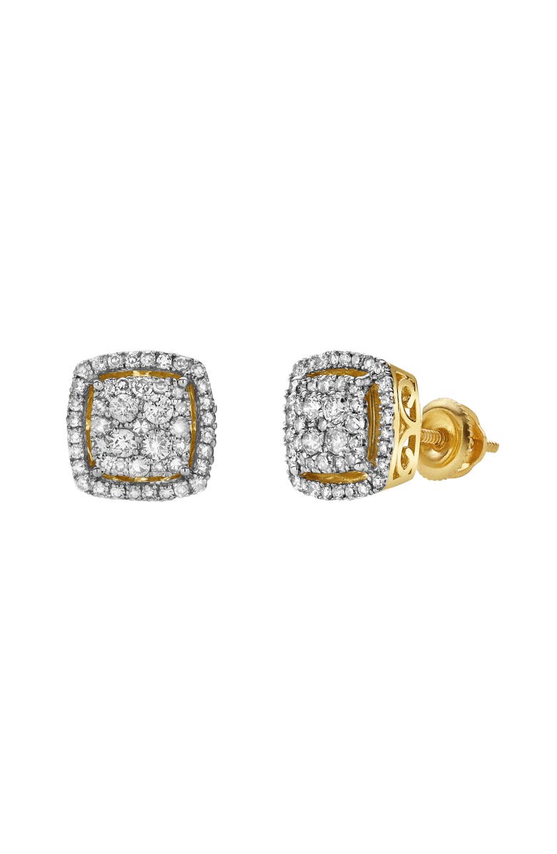 LuvMyJewelry Elantris 10K Yellow Gold Cluster Diamond Unisex Earrings - 0.48 Cts, Alternate, color, 10K Yellow Gold