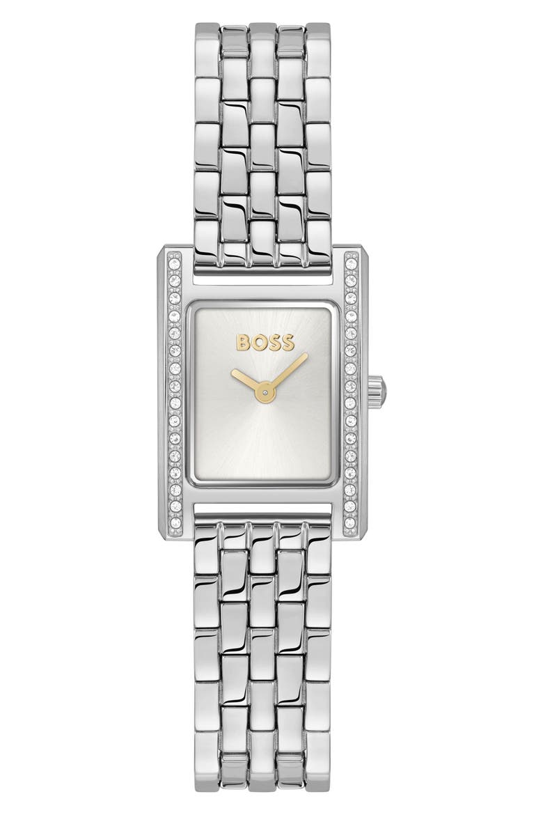Lucy Precious Rectangular Watch, 18.5mm, Main, color, SILVER