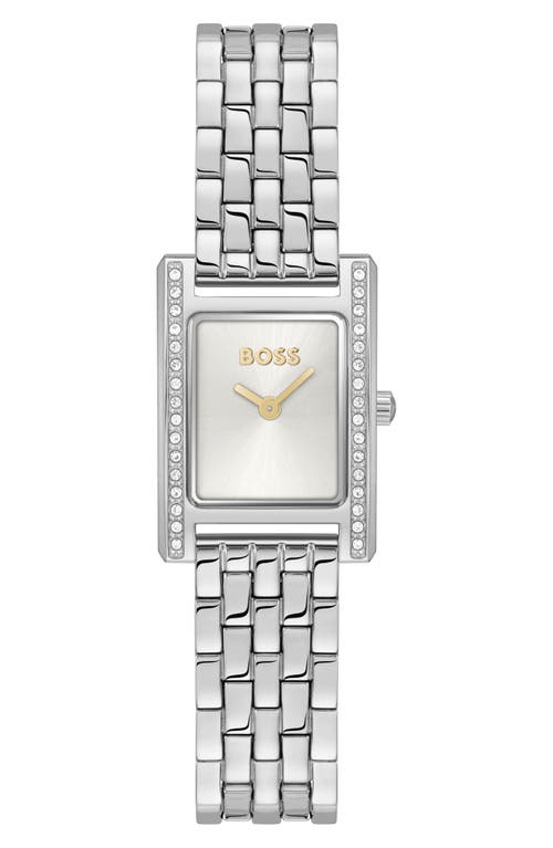 Hugo Boss Boss Lucy Precious Rectangular Watch, 18.5mm In Silver