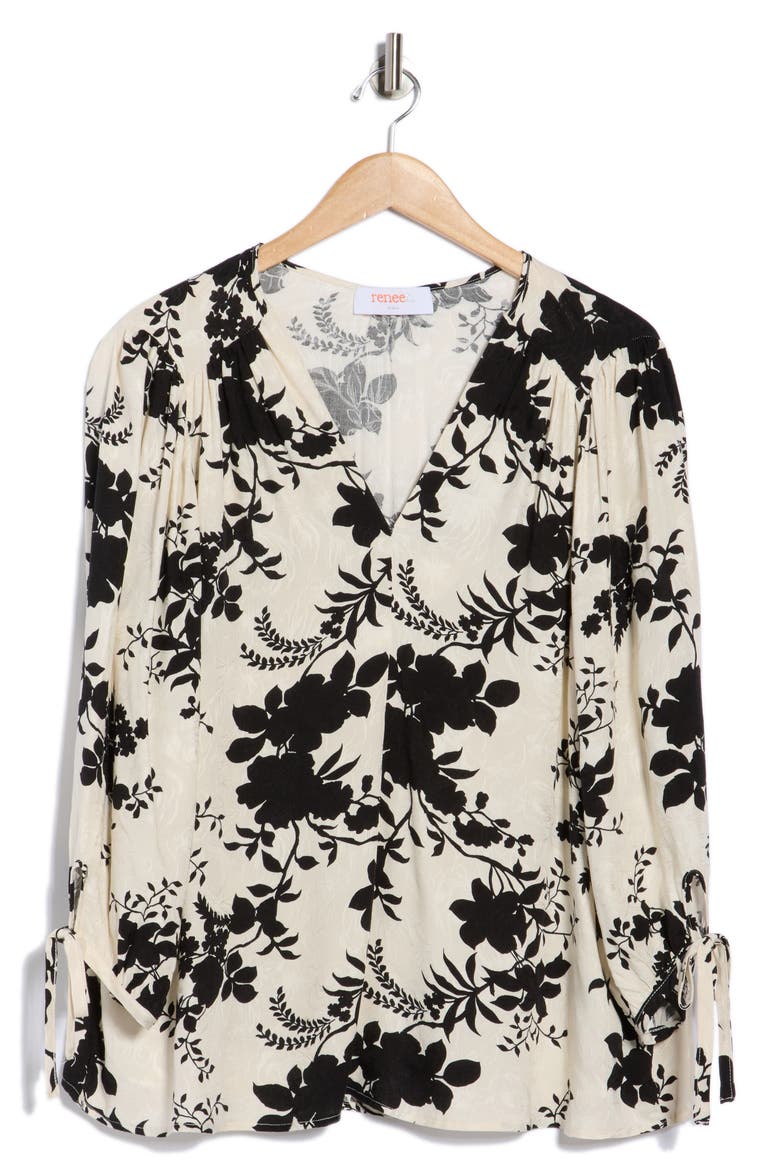 Floral Long Sleeve Top, Alternate, color, IVORY