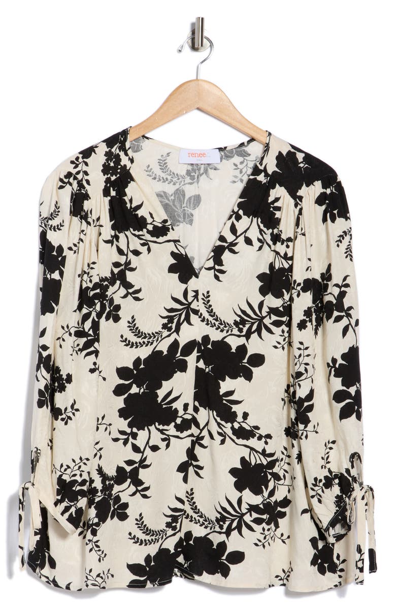 Renee C Floral Long Sleeve Top, Alternate, color, Ivory