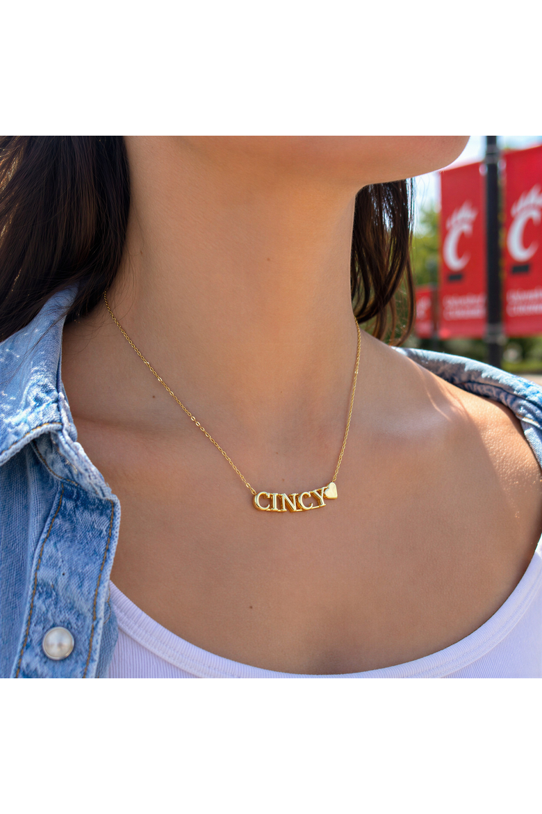 University of Cincinatti Gold Heart Necklace, Alternate, color, Yellow Gold