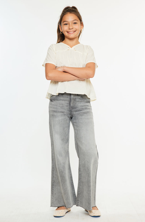 Kancan Kaitlyn High Rise Cropped Palazzo Jeans In Gray