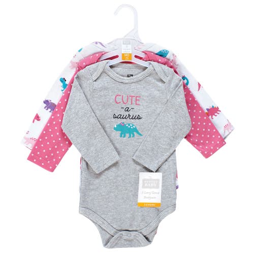 Hudson Baby Infant Breathable Cotton Long-sleeve Bodysuit Bundle 3 Count In Multi