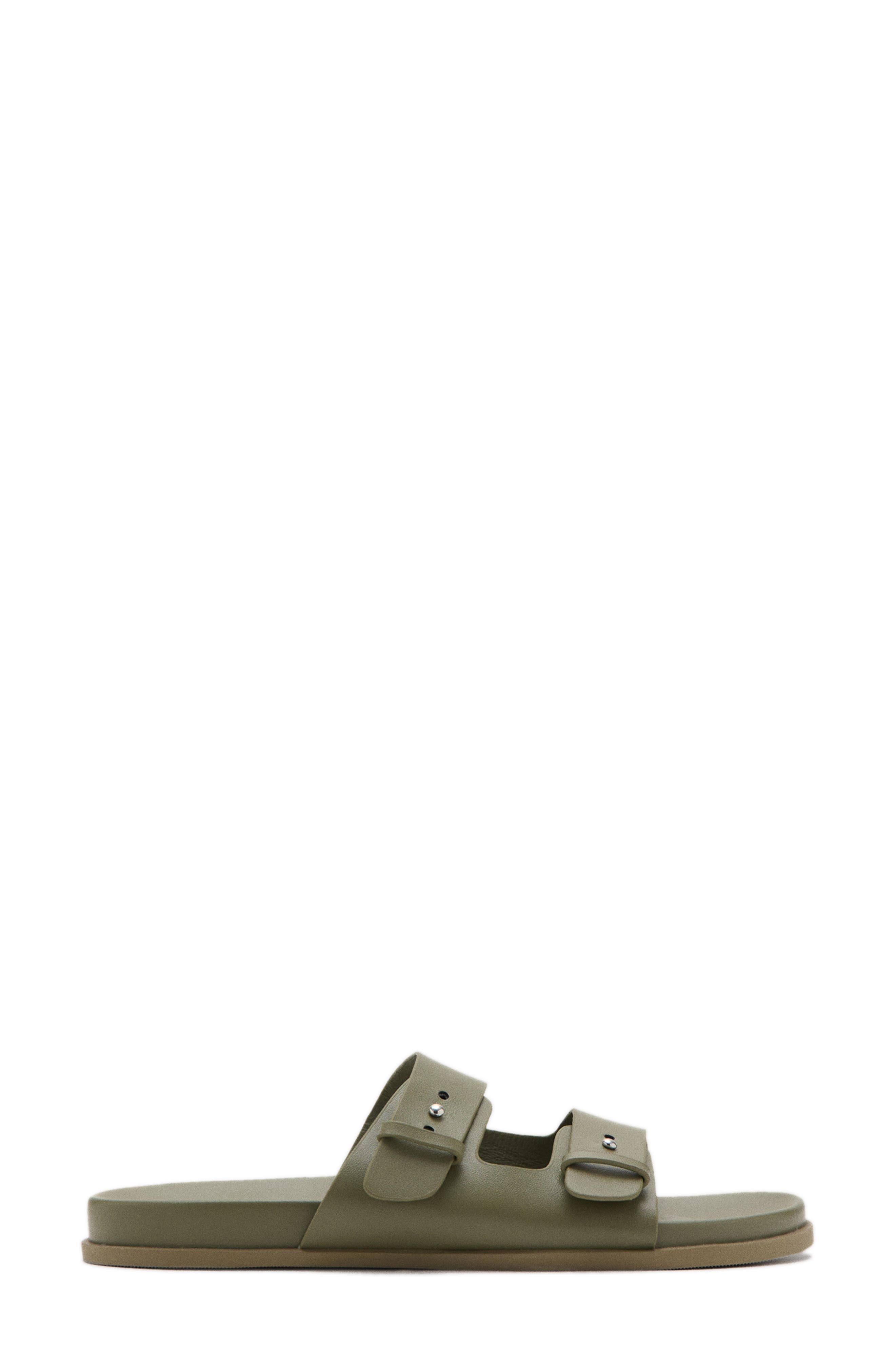 MANGO Double Buckle Sandal, Alternate, color, Khaki Green