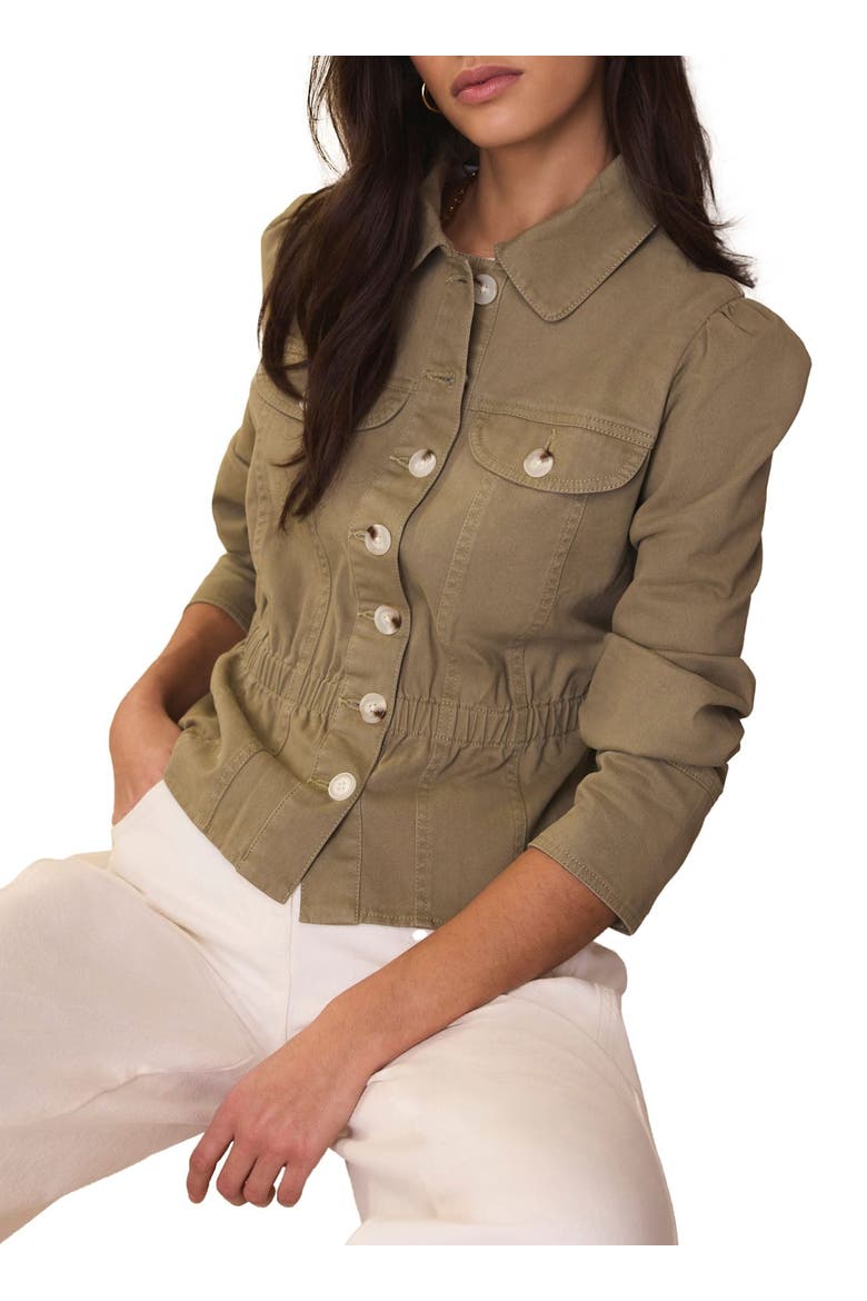 Collared Peplum Jacket, Alternate, color, Khaki