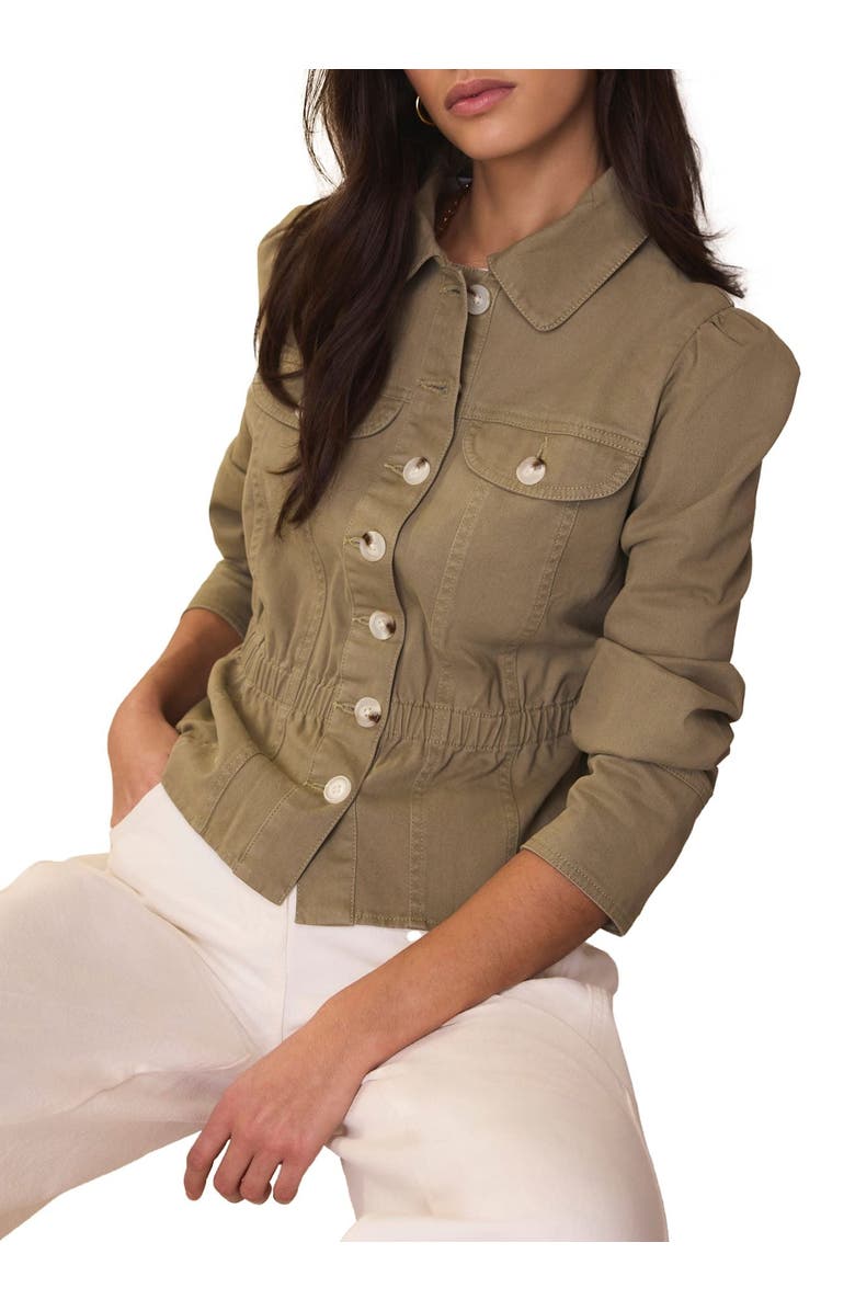 MINT VELVET Collared Peplum Jacket, Alternate, color, Khaki