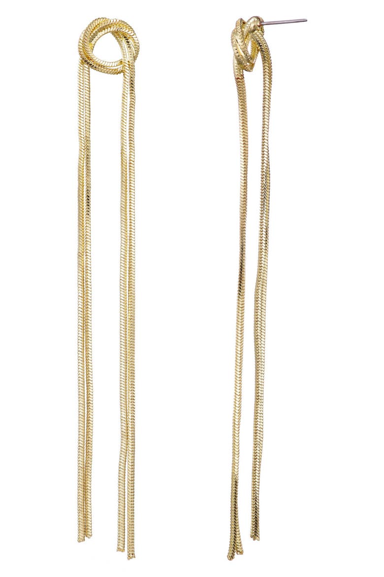 Knotted Rope Chain Drop Earrings, Alternate, color, GOLD