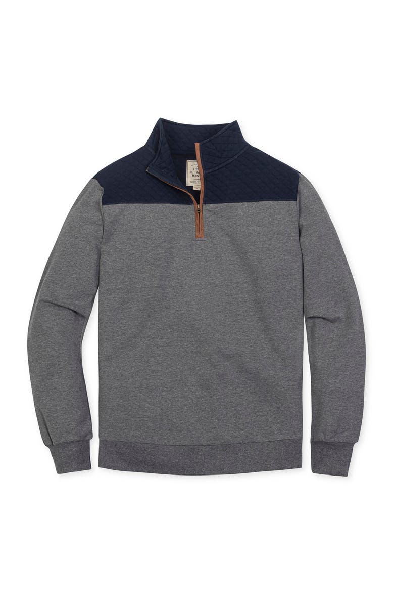 Hope & Henry Organic French Terry Half Zip Pullover with Quilted Yoke, Alternate, color, Navy And Dark Gray Heather