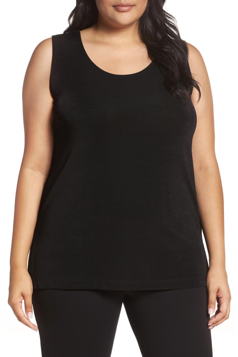 Sleeveless Stretch Knit Tunic, Main, color, BLACK
