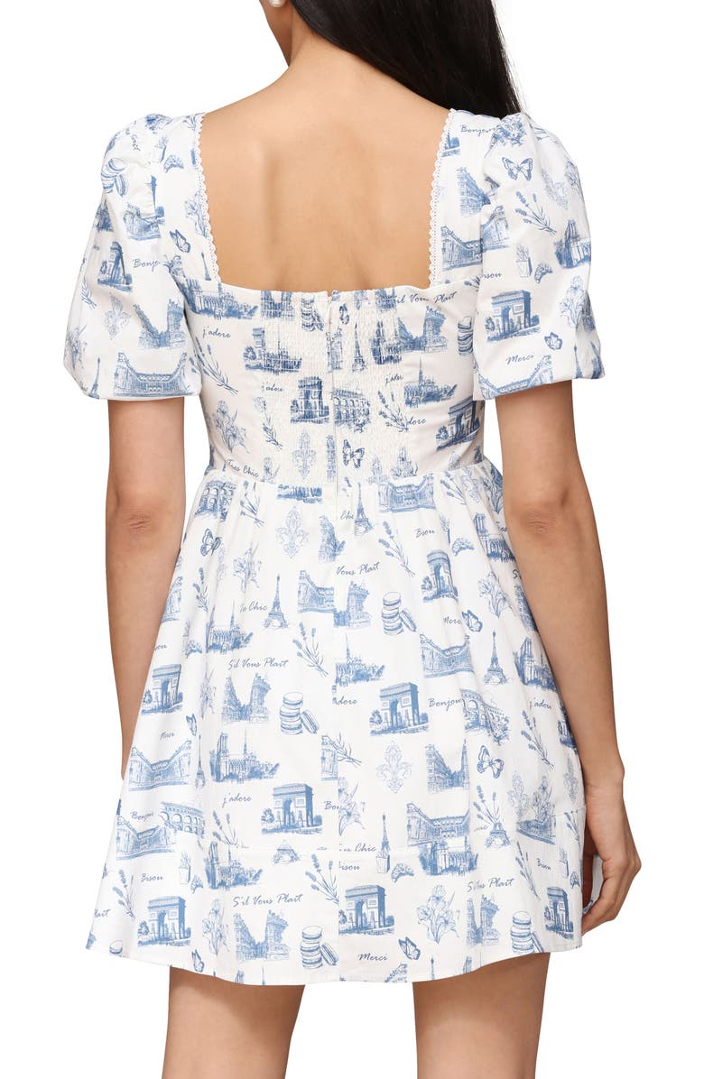 Avec Les Filles Puff Sleeve Fit-and-Flare Dress, Alternate, color, 