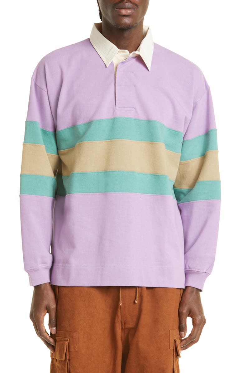 Story mfg. Climber Stripe Organic Cotton Rugby Shirt, Main, color, 