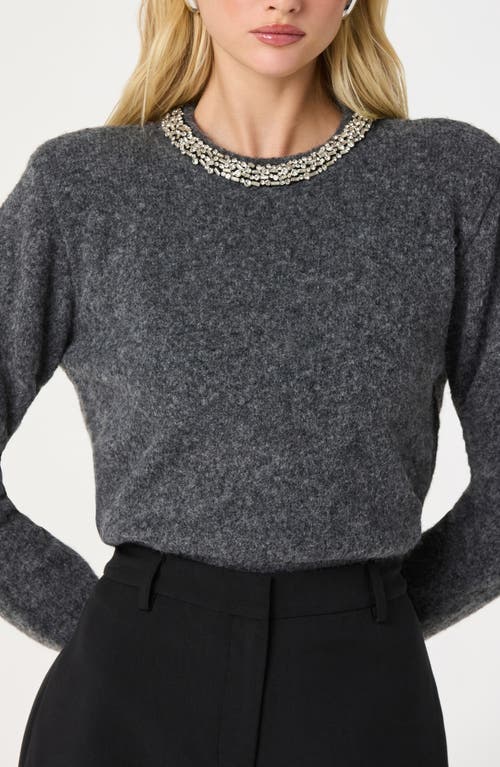 Astr The Label Embellished Collar Crewneck Sweater In Gray