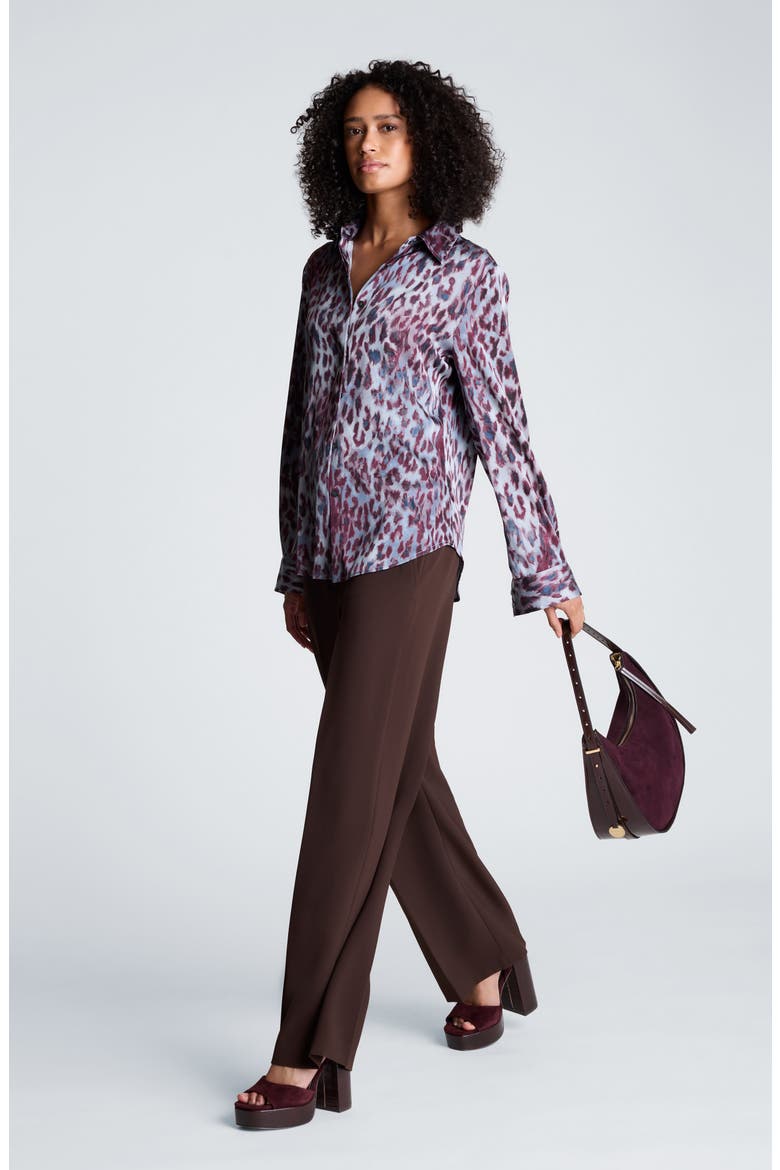 Long Sleeve Satin Shirt, Alternate, color, SLATE BLUE MULTI