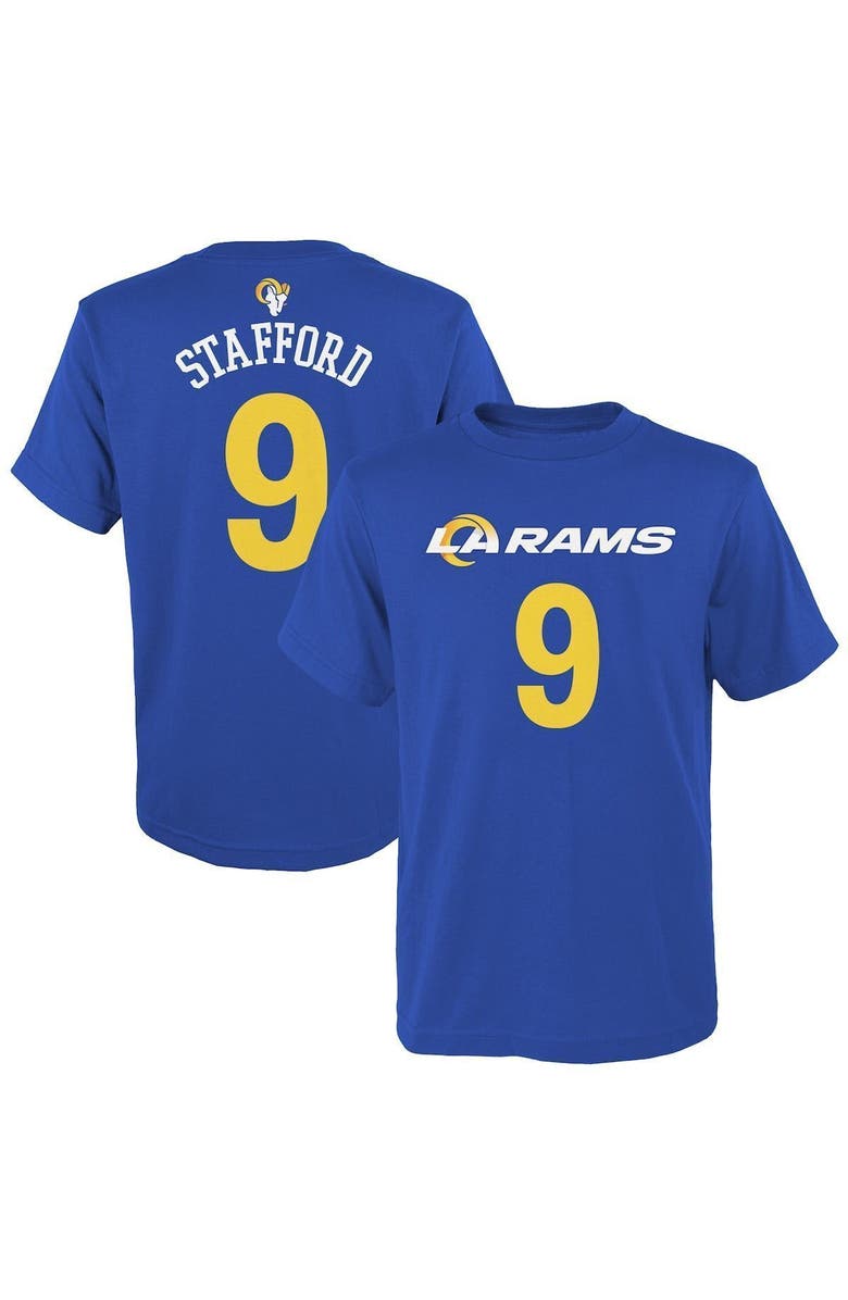 Outerstuff Youth Matthew Stafford Royal Los Angeles Rams Mainliner Name & Number T-Shirt, Main, color, 