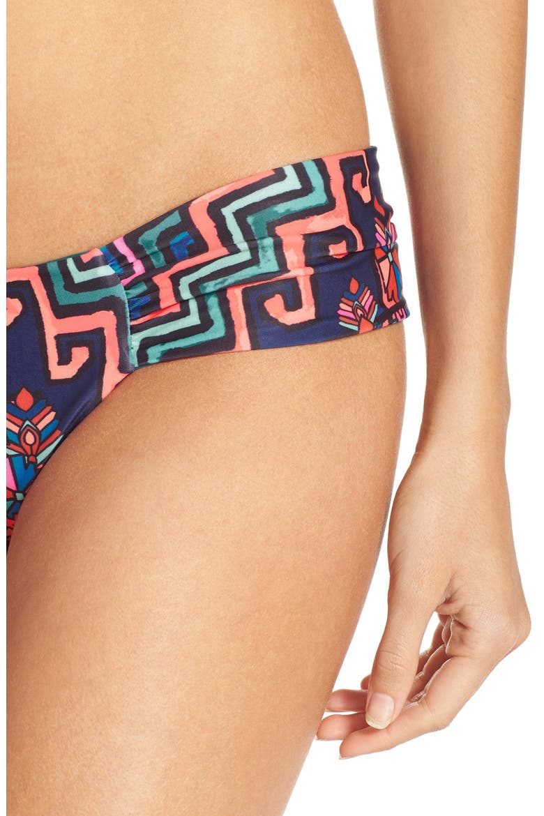 Ruched Cheeky Bikini Bottoms, Alternate, color, BOLNISI RUG PURPLE