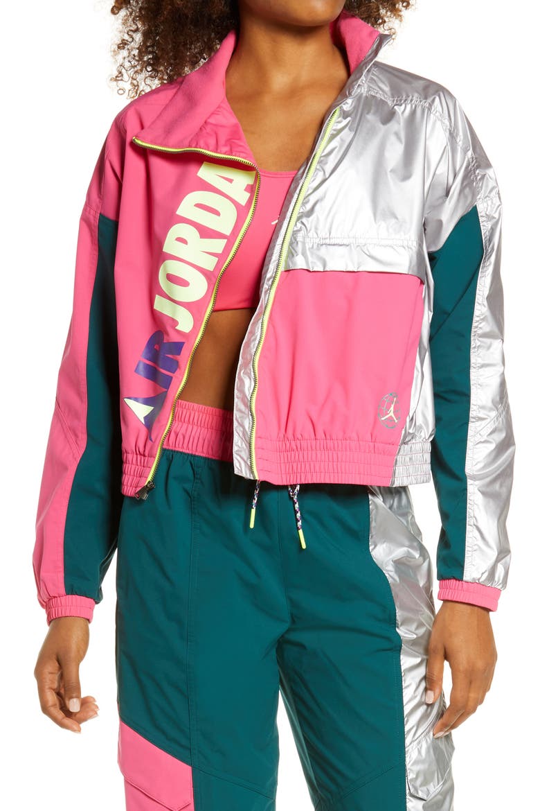 Water Repellent Winter Utility Jacket, Main, color, WATERMELON/ DARK ATOMIC TEAL