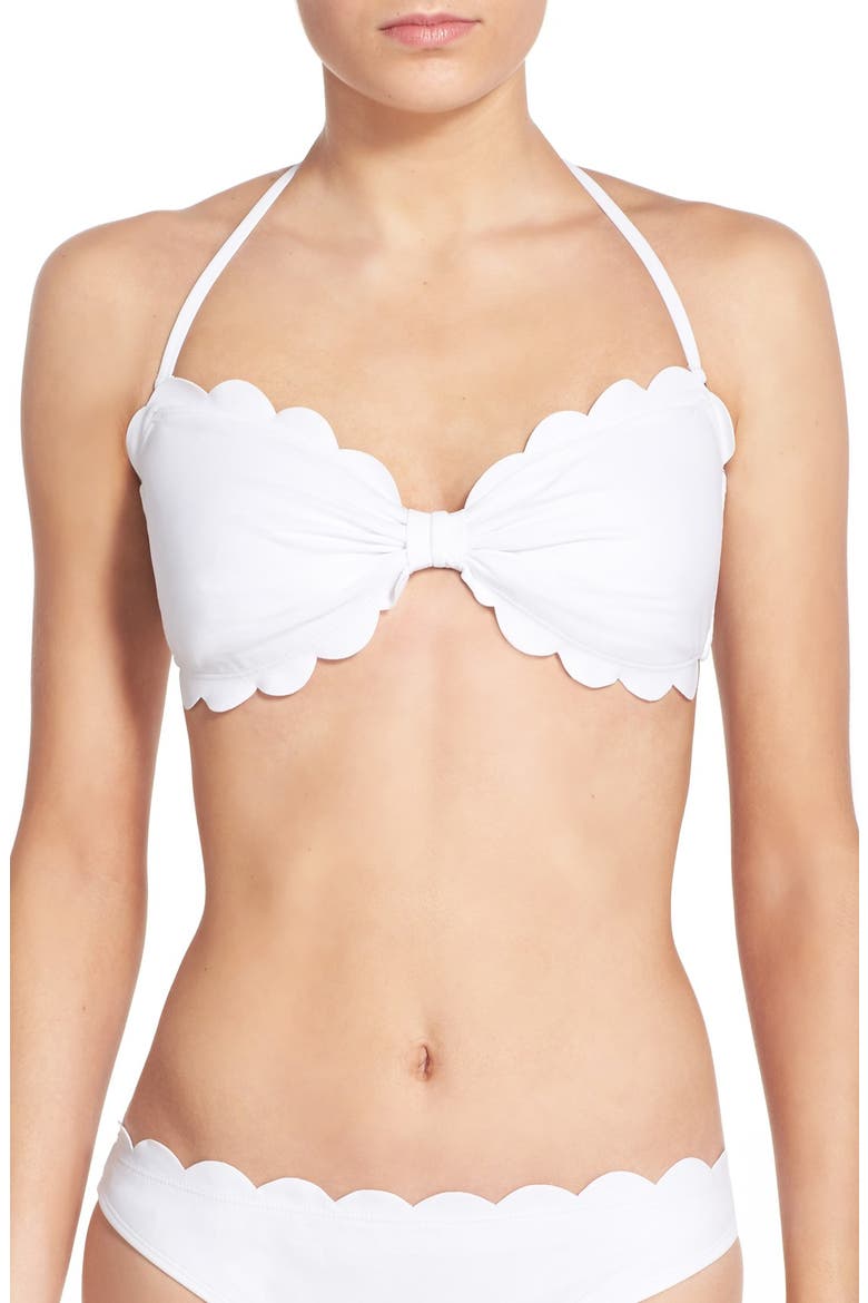 Scallop Bandeau Bikini Top, Main, color, WHITE