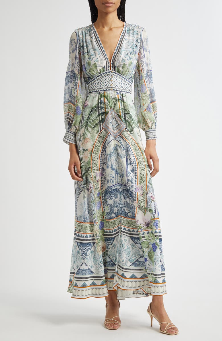 Camilla Button Front Silk Crepe Midi Dress, Main, color,