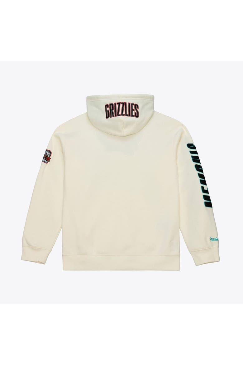 Men's Mitchell & Ness Cream Memphis Grizzlies Hardwood Classics Chainstitch Premium Fleece Hoodie, Alternate, color, Cream