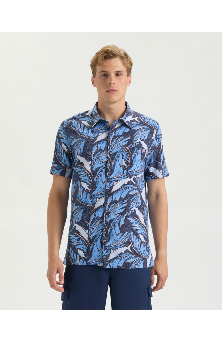 Salt Life Palm Promenade Woven Shirt, Main, color, Midnight