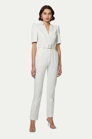 Karen Millen Structured Crepe Forever Belted Jumpsuit