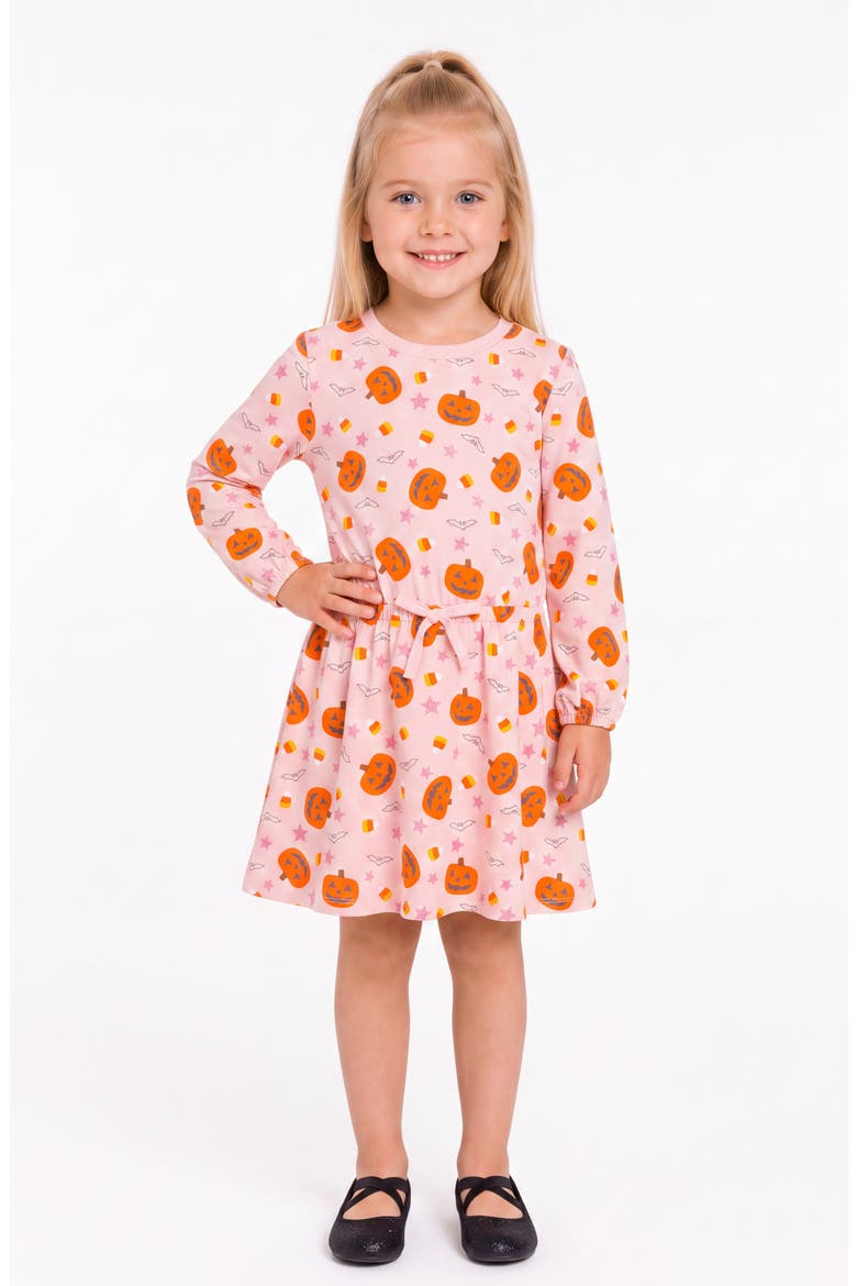Kids' Long Sleeve Dress, Alternate, color, PINK PUMPKIN