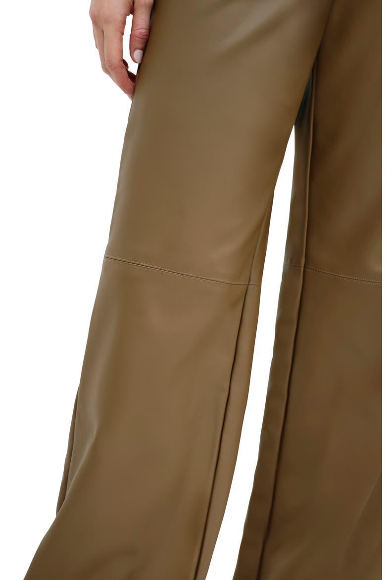 Julien High Waist Faux Leather Wide Leg Pants, Alternate, color, LATTE