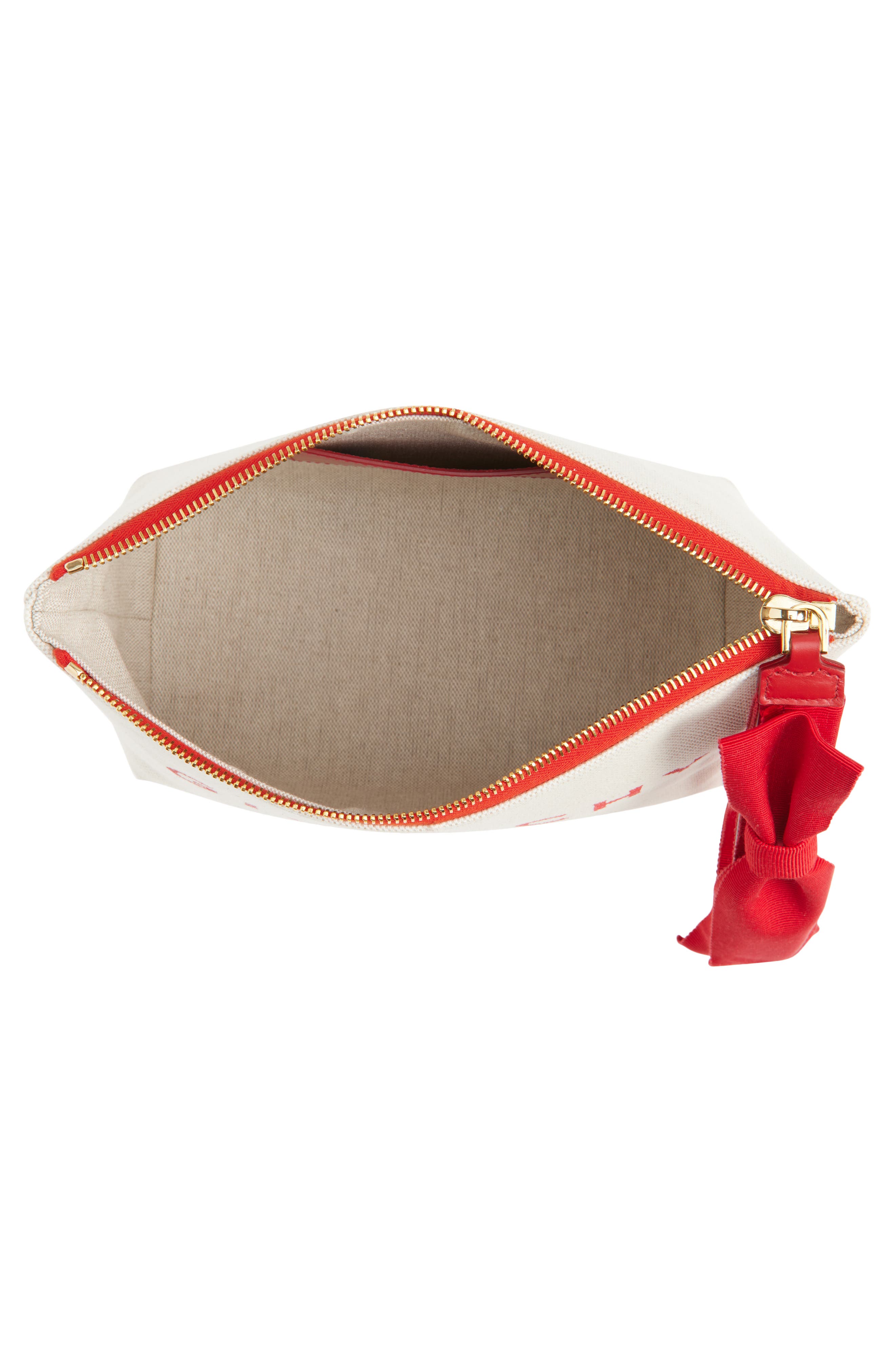Small Logo Canvas Wristlet Pouch, Alternate, color, 289-BEIGE/ RED