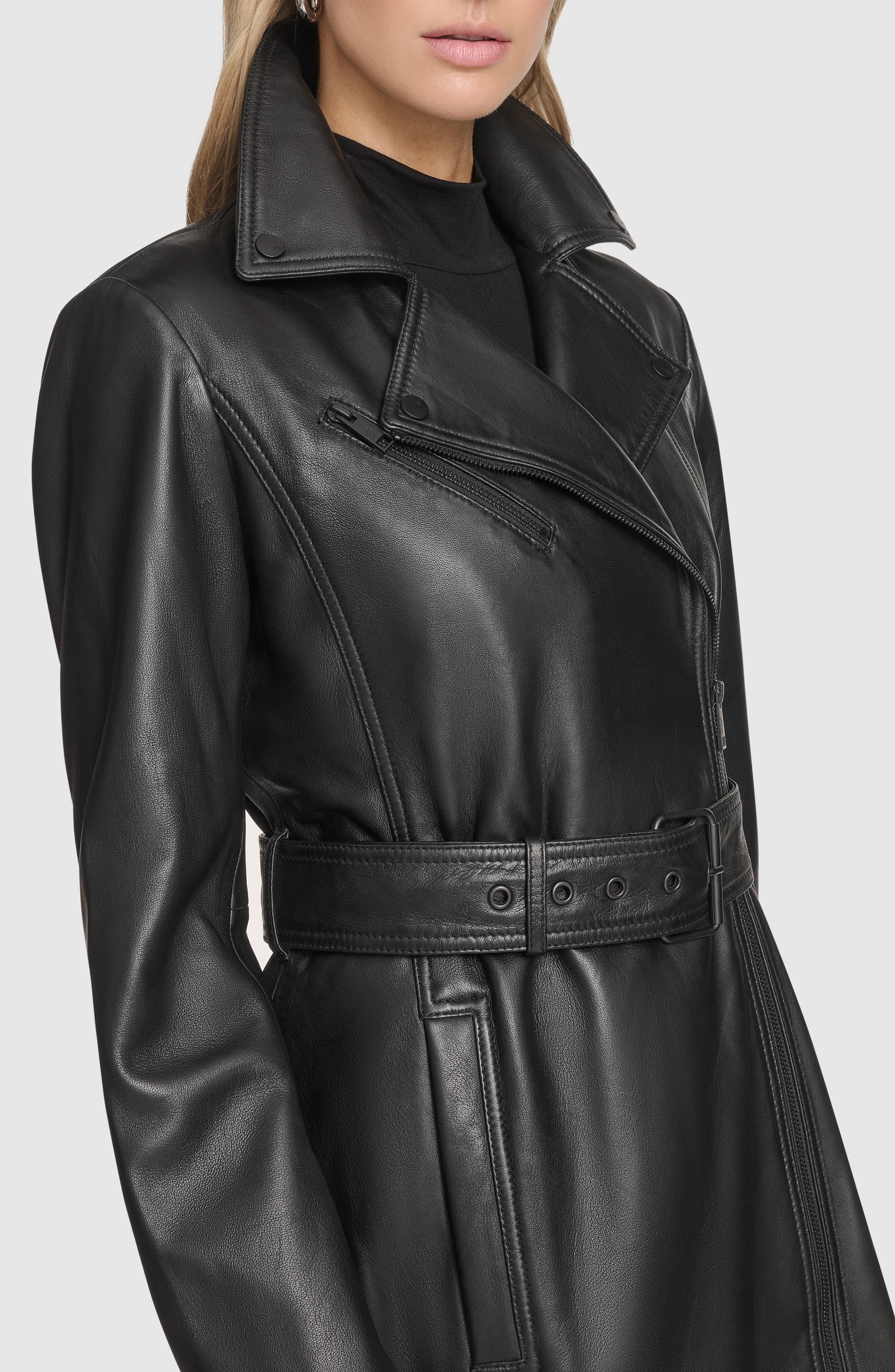 Andrew Marc Jacqui Leather Trench Coat (Women) | Nordstrom