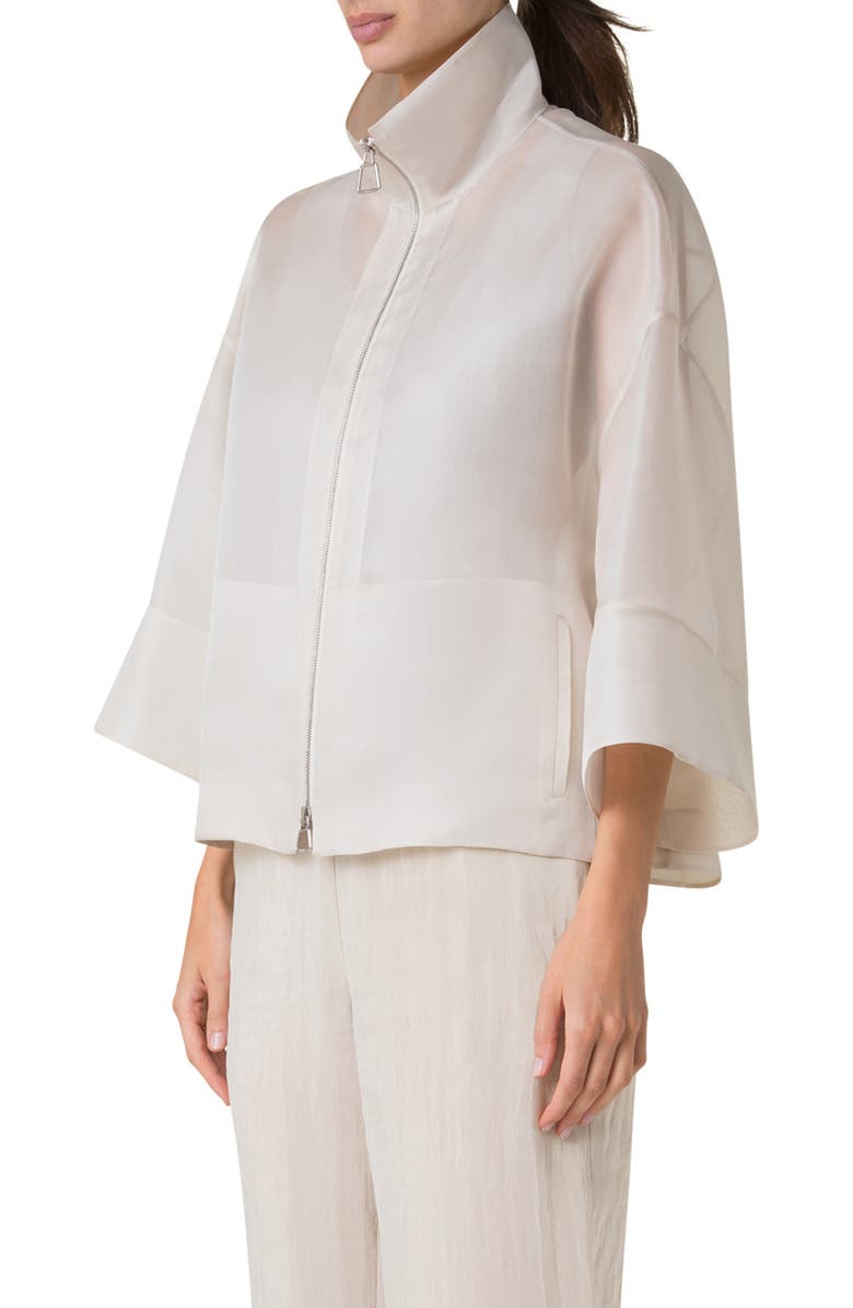 Akris Philia Panama Silk Organza Jacket, Alternate, color, Sand