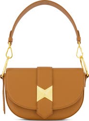 Mac Duggal Gold Plated Hardware Grain Leather Saddle Bag