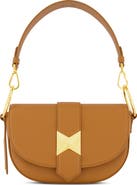 Mac Duggal Gold Plated Hardware Grain Leather Saddle Bag