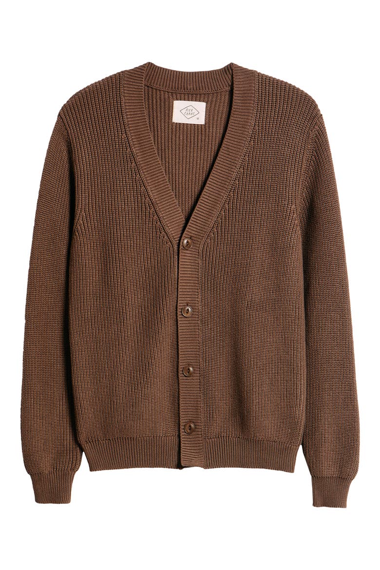 Bay Organic Cotton V-Neck Cardigan, Alternate, color, COFFEE