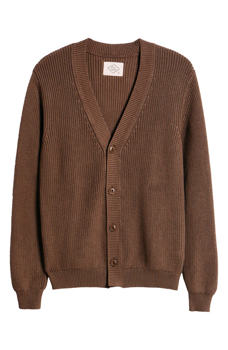 ALEX CRANE Bay Organic Cotton V-Neck Cardigan, Alternate, color, Coffee