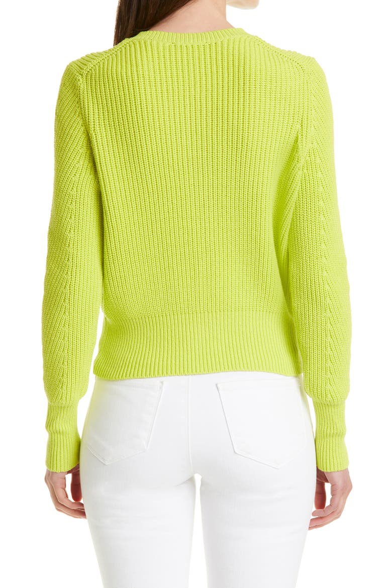 Shaker Stitch Cotton Blend Cardigan, Alternate, color, BRIGHT GREEN