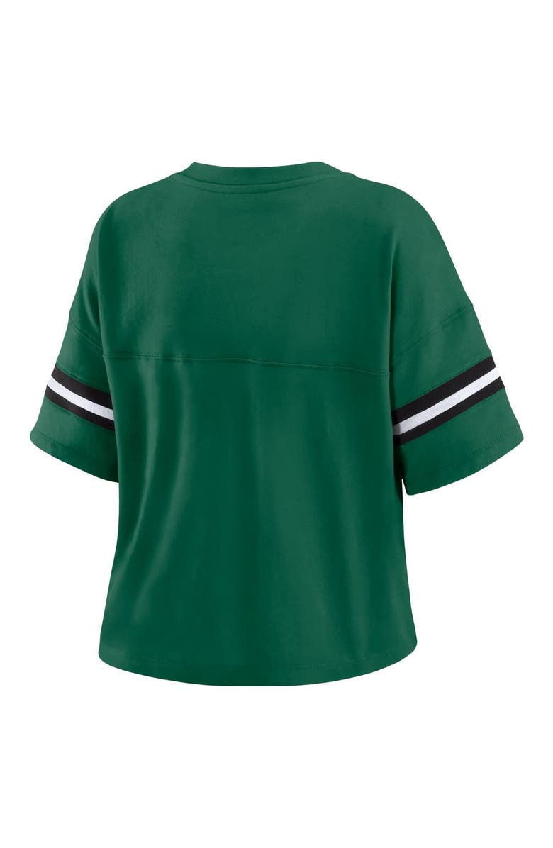 WEAR by Erin Andrews Women's WEAR by Erin Andrews Green New York Jets Color Block Boxy Modest Crop V-Neck T-Shirt, Alternate, color, Green