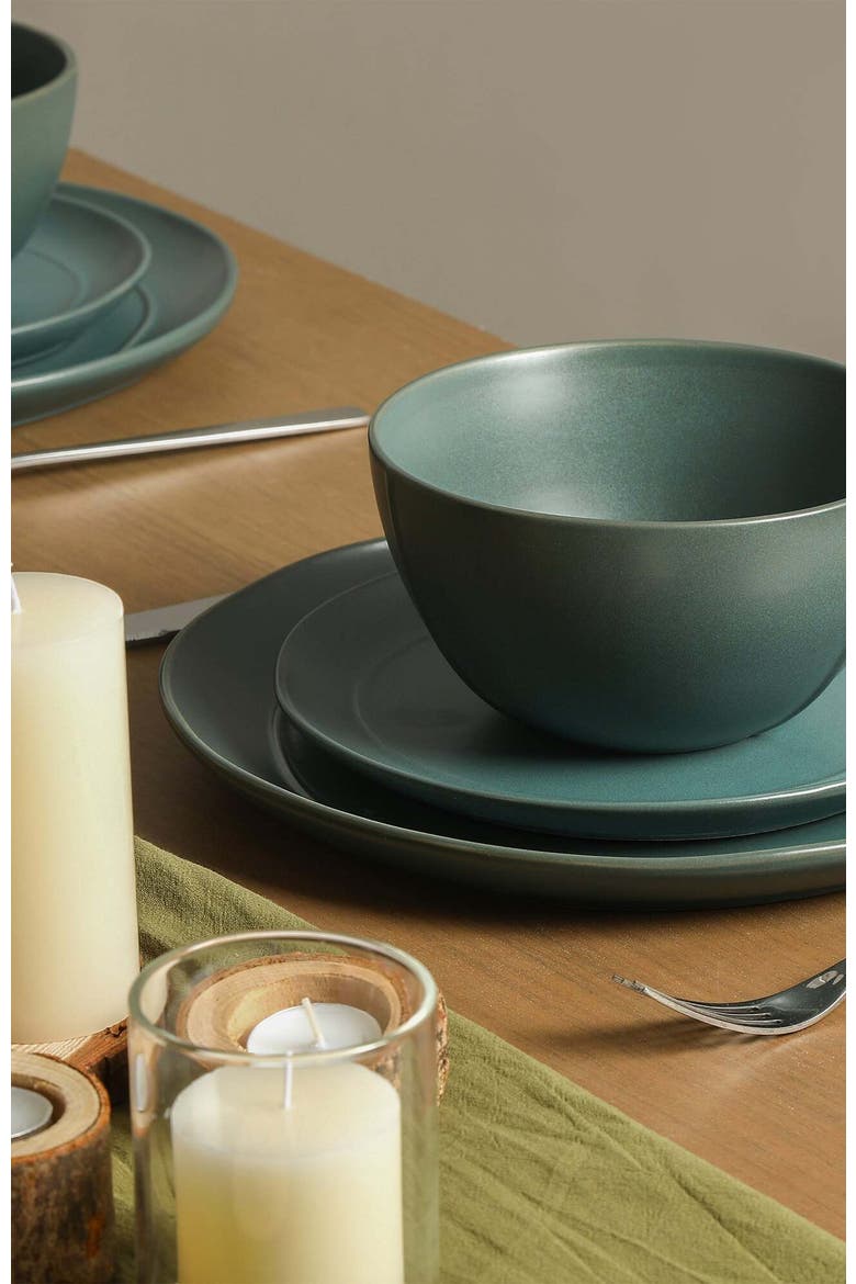 Infinity Stoneware 12-Piece Dinnerware Set, Alternate, color, Green